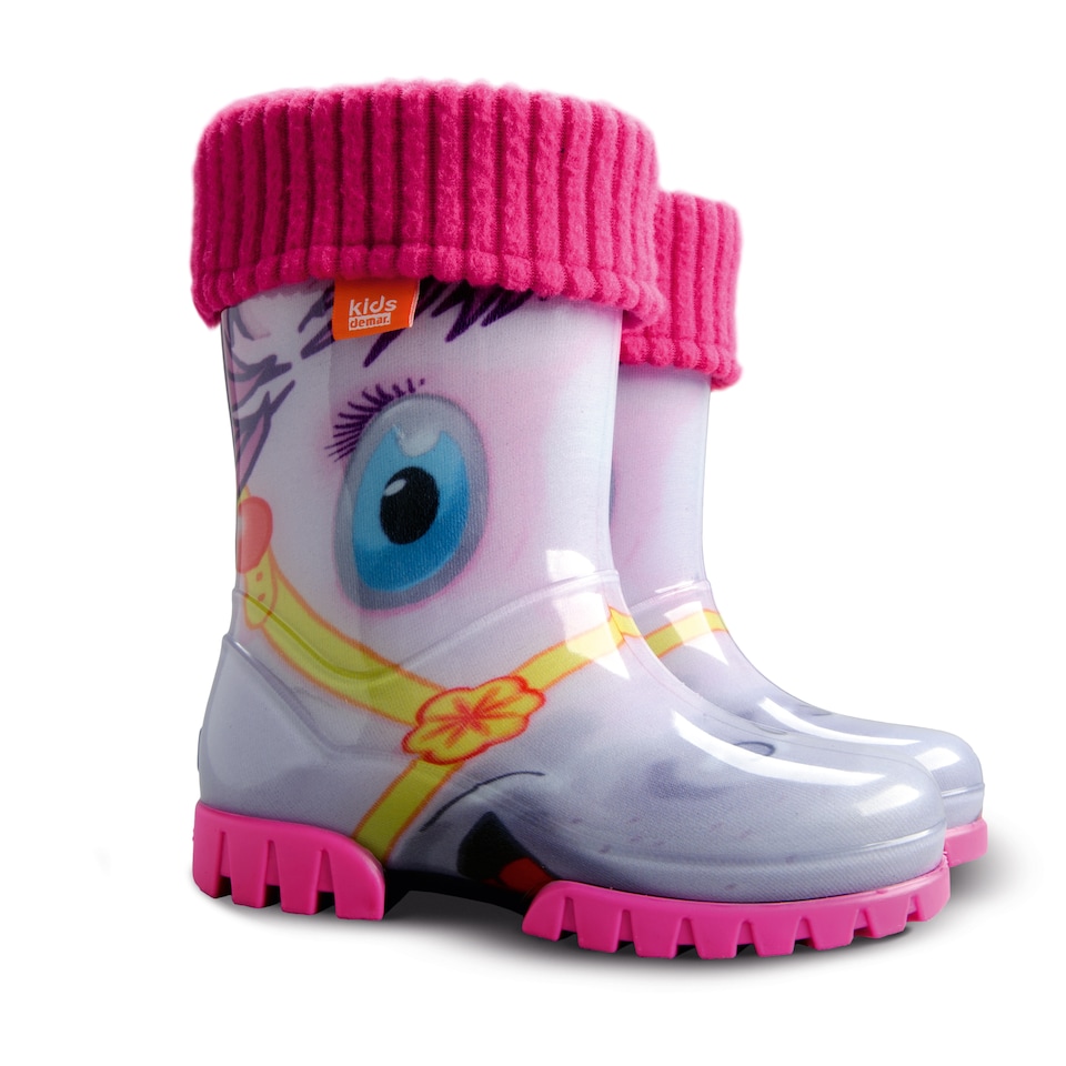 image 1 of Demar Toddler Kids Warm Wellington Boots Lined Kids Boys Girls | Pink | Pony | 12.5-13.5 UK (32–33 EU) Youth 21–22cm | 1
