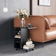 image 6 of C-Shape End Table Unique Storage Unit w/ 2 Shelves 4 Wheels Home Office Black
