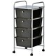 image 1 of VonHaus 4 Black White Storage Trolley with 360° Wheels