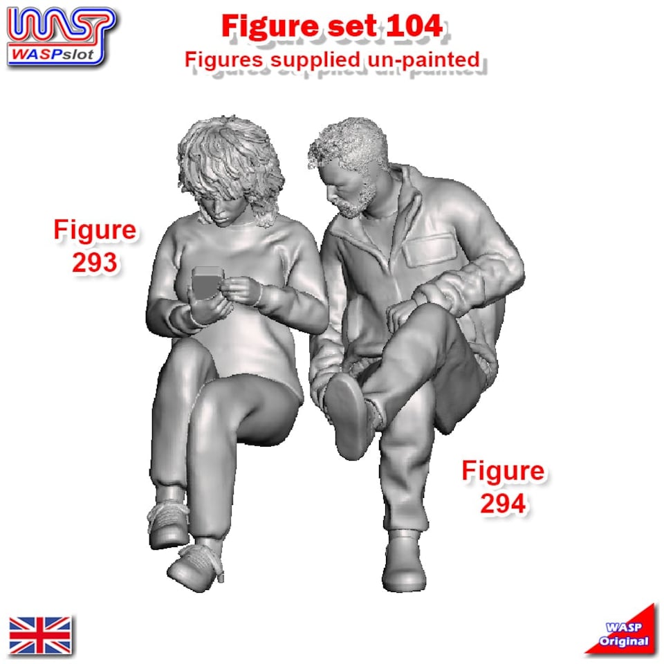 image 1 of Trackside Unpainted Figures Sitting x 2 Scenery Display Set 104 1:32 Wasp