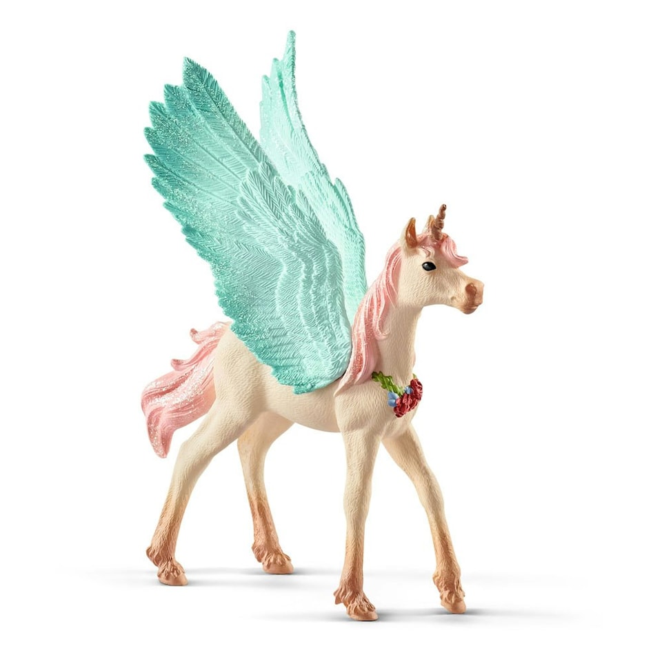 image 1 of SCHLEICH Bayala Decorated Unicorn Pegasus Foal Toy Figure
