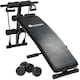 image 1 of Sit-Up Bench Cuttler - 6 positions, padded leg brace, foldable, inc. 2 dumbbells and elastic bands