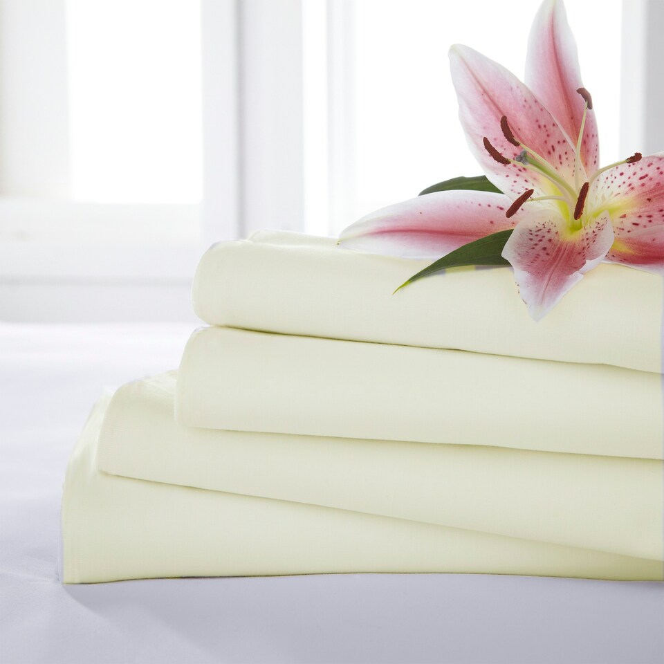 image 1 of Martex Percale Fitted Sheet Cream Double Cream | Double