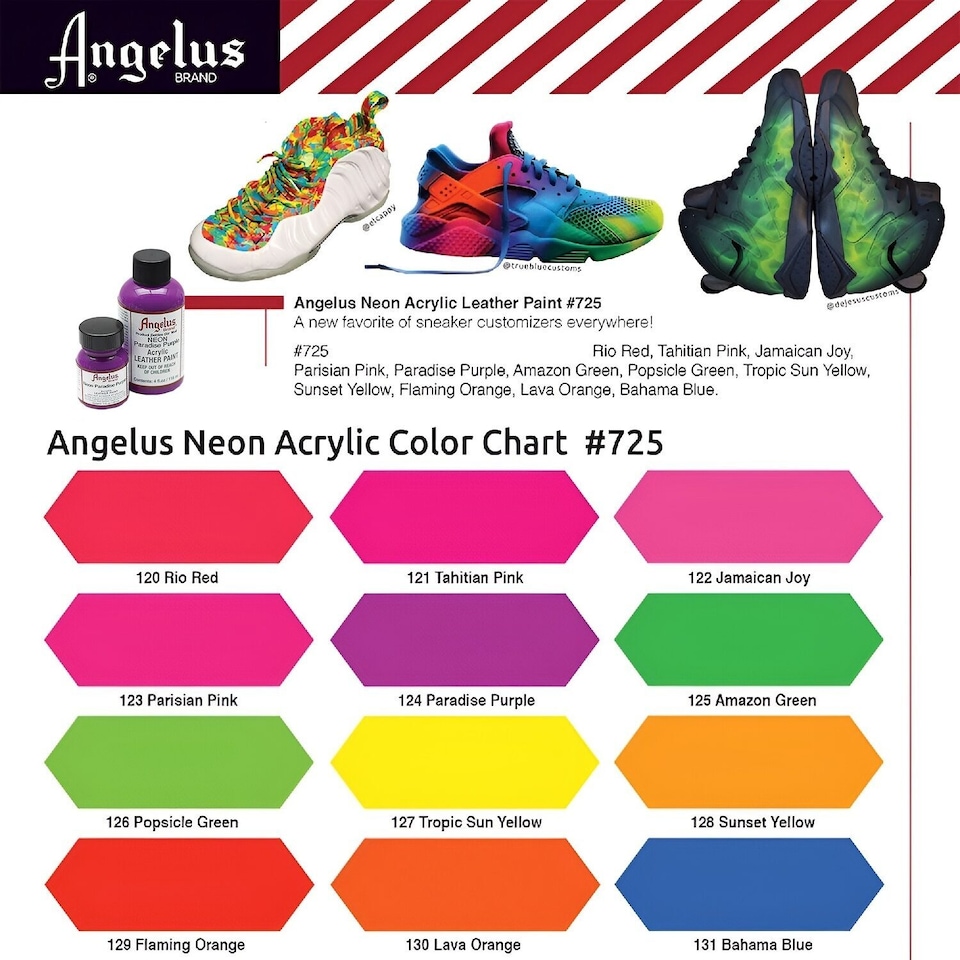 image 1 of Angelus Neon Leather Paint for Sneaker Customs and Shoes 4oz