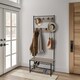 image 3 of House of Home Coat Rack Stand with Shoe Storage Bench 9 Hooks Rustic Light Brown Entrance Hall | Brown | Light Brown