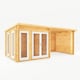 image 2 of 6 x 3 m Studio Pent Log Cabin with Patio Area, White UPVC Windows and Doors - 44 mm Timber - L333.5 x W591.1 x H249.4 cm - Brown Brown