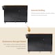 image 7 of VILUXE Mobile Kitchen Island with Foldable Worktop, 2 Drawers, Adjustable Shelves, Towel Rail, Wheels and Solid Wood Feet, Black and Natural