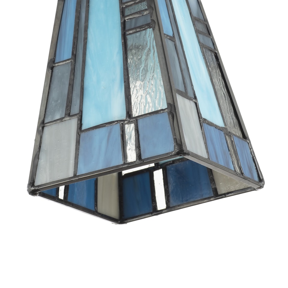 image 1 of Art Denergy savingTiffany Glass Pendant Shade with Pale and Navy Blue Panels | Blue