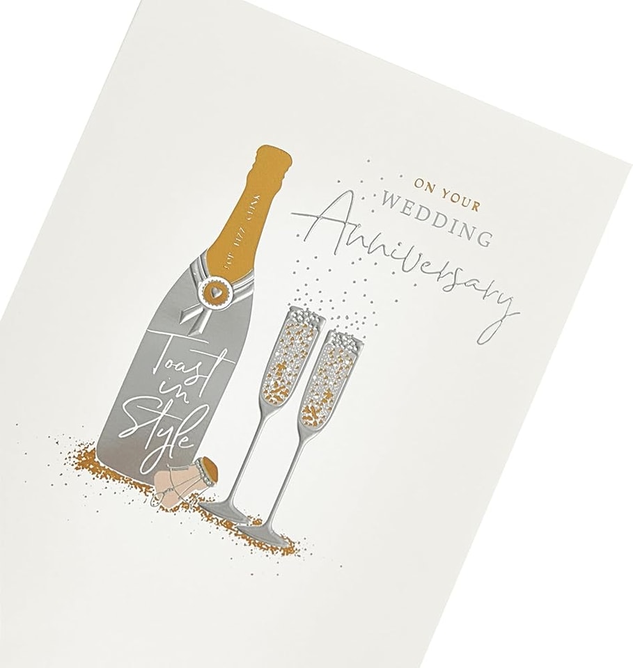 image 1 of Champagne Glasses Design Anniversary Card