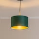 image 3 of ValueLights Reni Small Forest Green Velvet Chrome Inner Lamp Shade & Bulb | Green