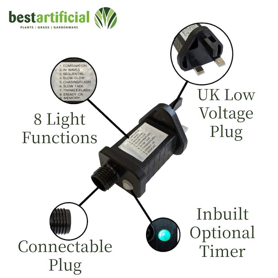 image 1 of 100 Multi-Coloured LED's Black Cable Connectable Outdoor Garden Party Waterproof String Lights (10m) Low Voltage Plug