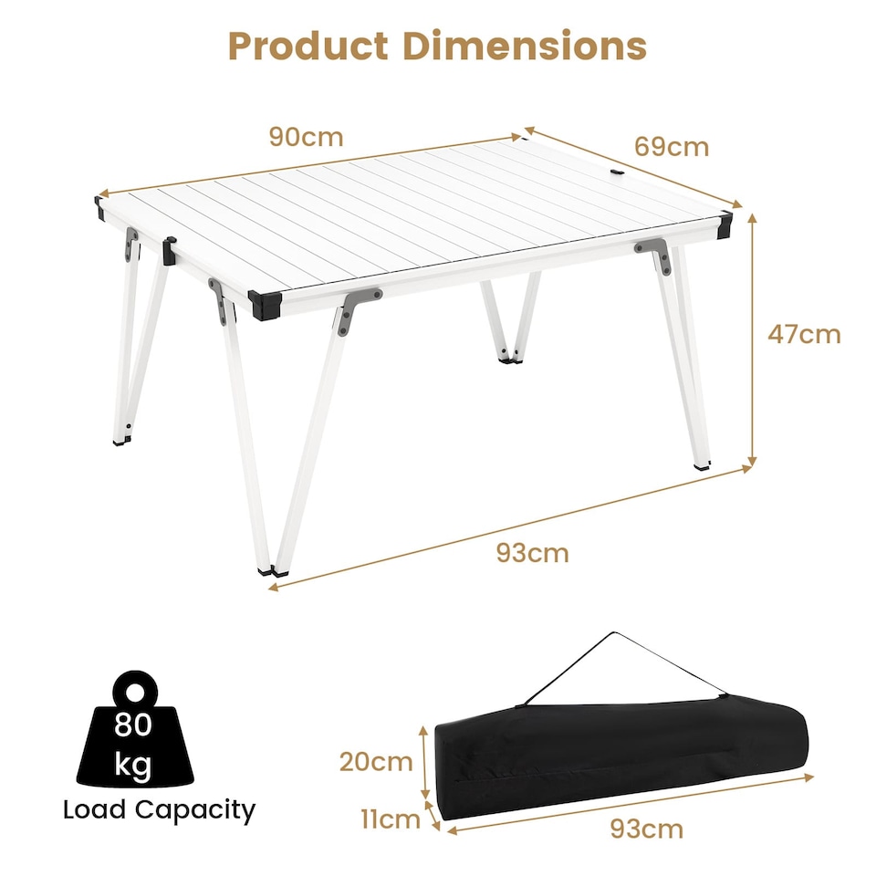 image 1 of COSTWAY Folding Camping Table Picnic Table w/ Storage Bag | Silver
