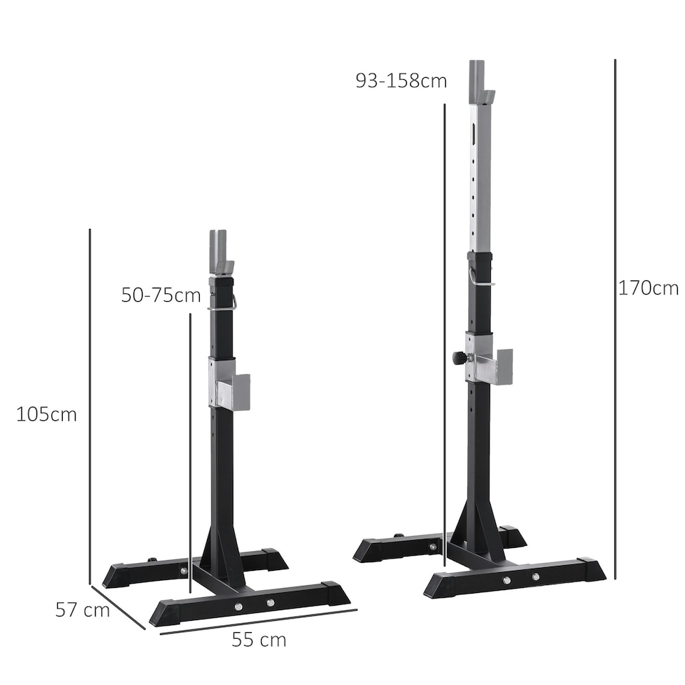 image 1 of HOMCOM 2 Pairs Barbell Squat Rack Portable Stand Weight Lifting Bench w/ Wheels