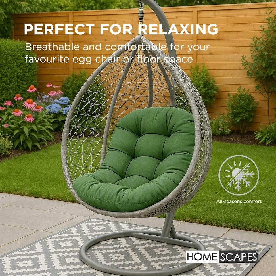 image 1 of Homescapes Olive Green Round Egg Chair Swing Cushion | Green
