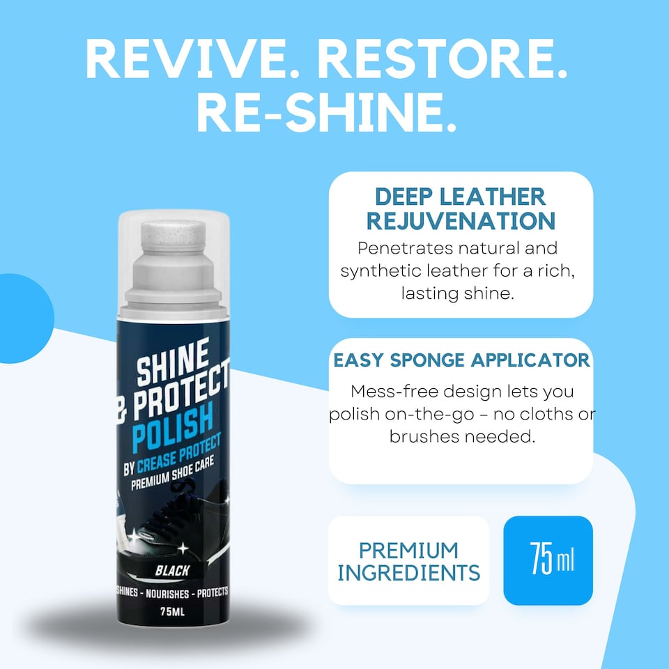 image 1 of Shine & Protect Shoe Polish - 75ml Liquid Shoe Polish - Black