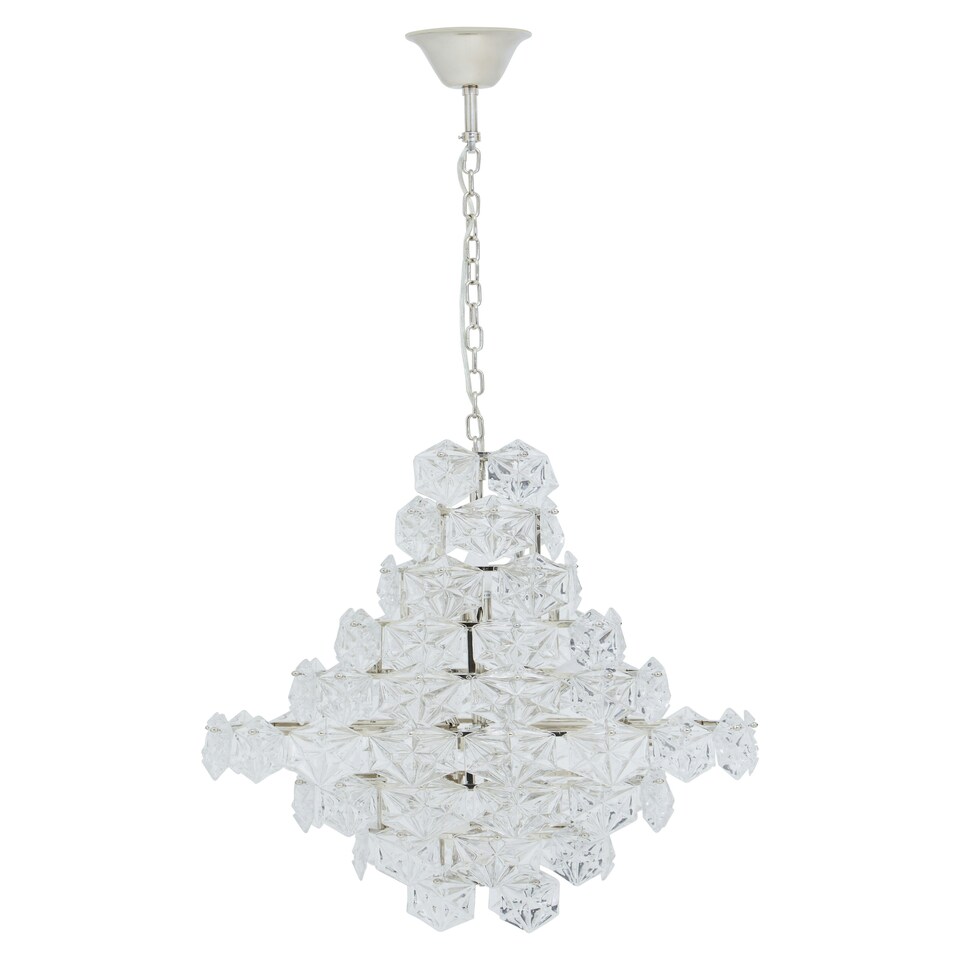 image 1 of Interiors by Premier Classical Silver Leaf Chandelier, 12 Bulb Teardrop Glass Pendant Light, Vintage-Inspired Ceiling Light Silver