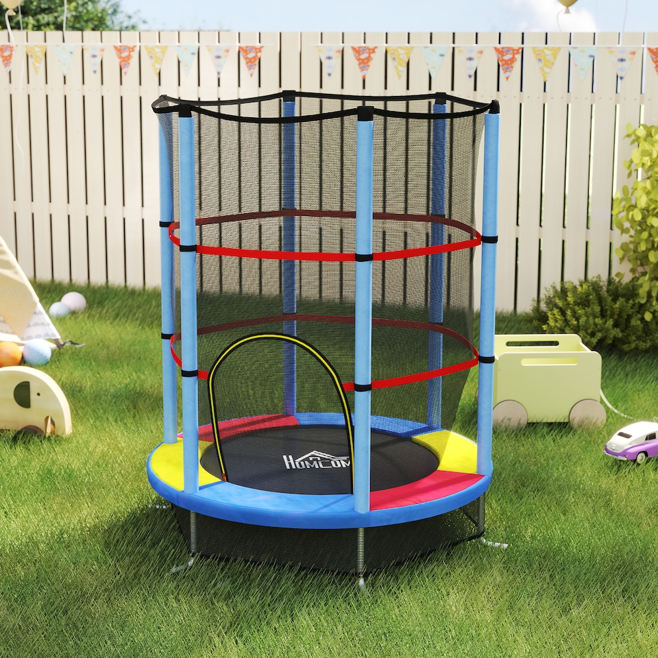 image 1 of HOMCOM Kids Trampoline Mini Bouncer w Enclosure Net for 3-6 Years