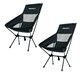image 1 of MoverX Ultra Lightweight High Back Camping Chair, Foldable Garden Outdoor Picnic BBQ Festival Camp Chairs, Pack of 2 Black