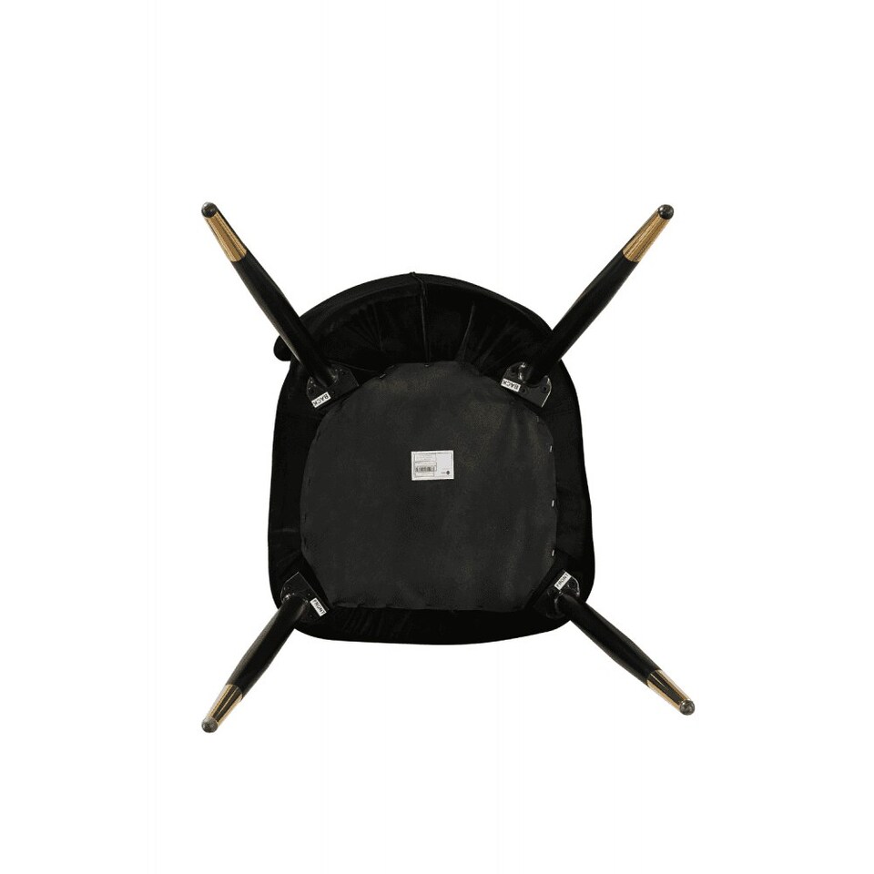image 1 of Single New York Modern Velvet Dining Chair with High Back, Black Metal Legs Black | Gold End Tips