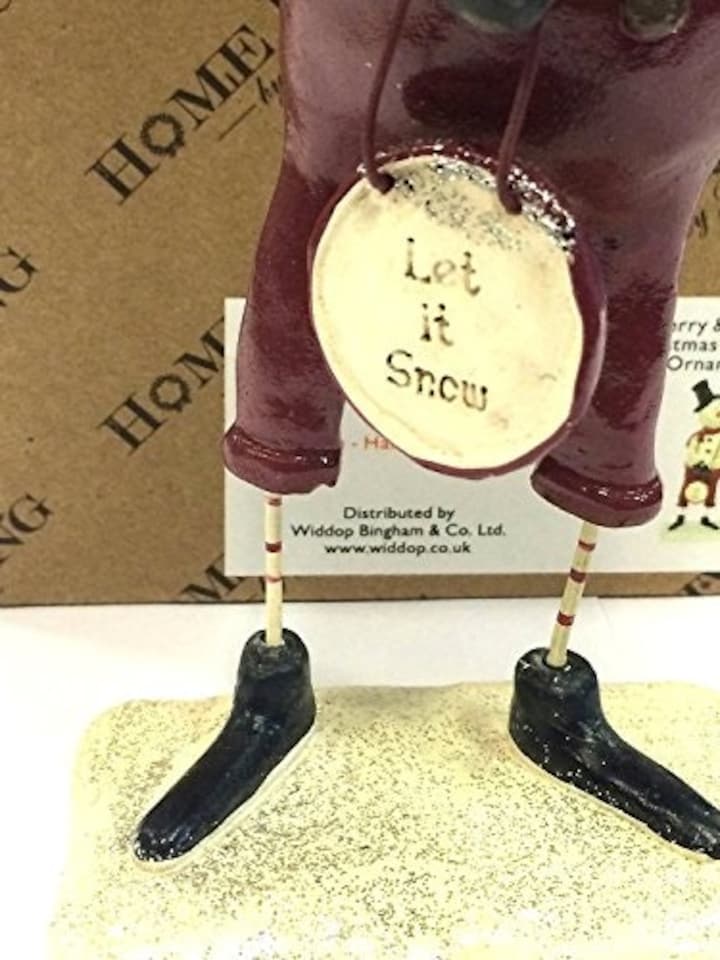 image 1 of Merry & Bright Christmas Snowman 'Let It Snow' Statue Ornament