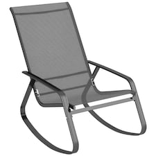 Outsunny Garden Rocking Chairs with Armrests, High Back, Grey 
