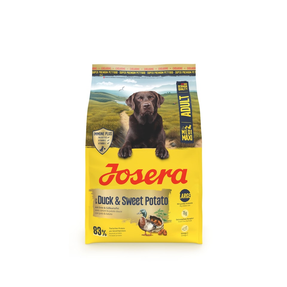 image 1 of Josera Adult Duck & Sweet Potato complete dog food | Grainfree | Medium to Large dogs | Lots of meat | Immune Plus | Omega 3 from Salmon Oil | 3kg