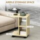 image 4 of HOMCOM C-Shape End Table Storage Unit w/ 2 Shelves 4 Wheels Black Yellow