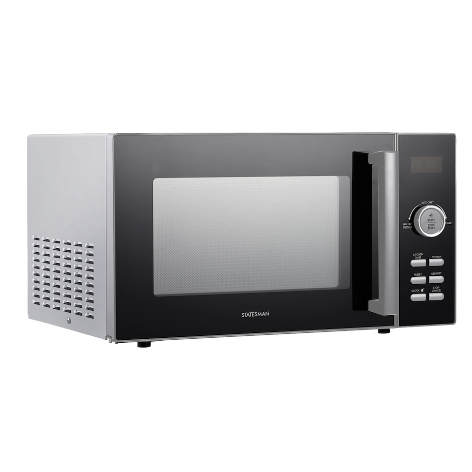 image 1 of Statesman 23L 900W Digital Solo Microwave, 11 Power Levels, Stainless Steel Cavity, Silver