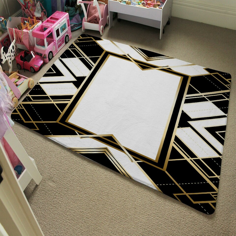 image 1 of Art Deco Frame (Rug) Black | Medium: 80x150cm