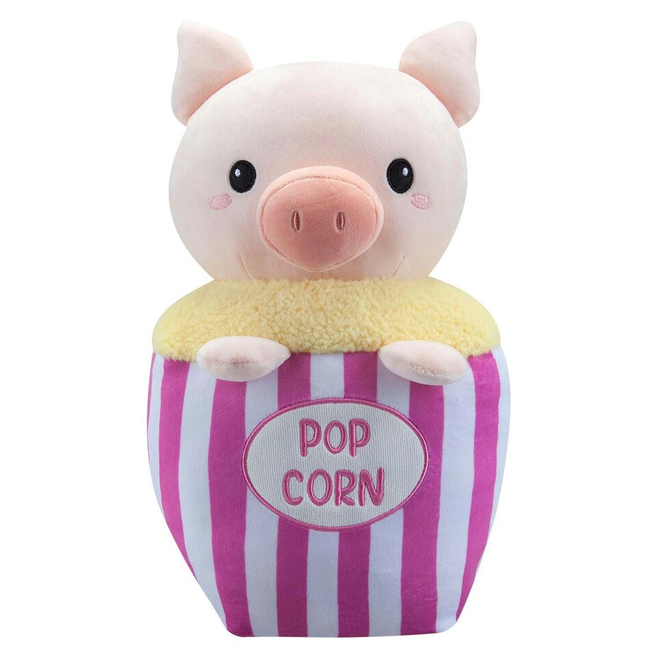 image 1 of Popcorn Pig Soft Toy Cute Plushie Huggable Cuddly Stuffed Toy 36cm Pink