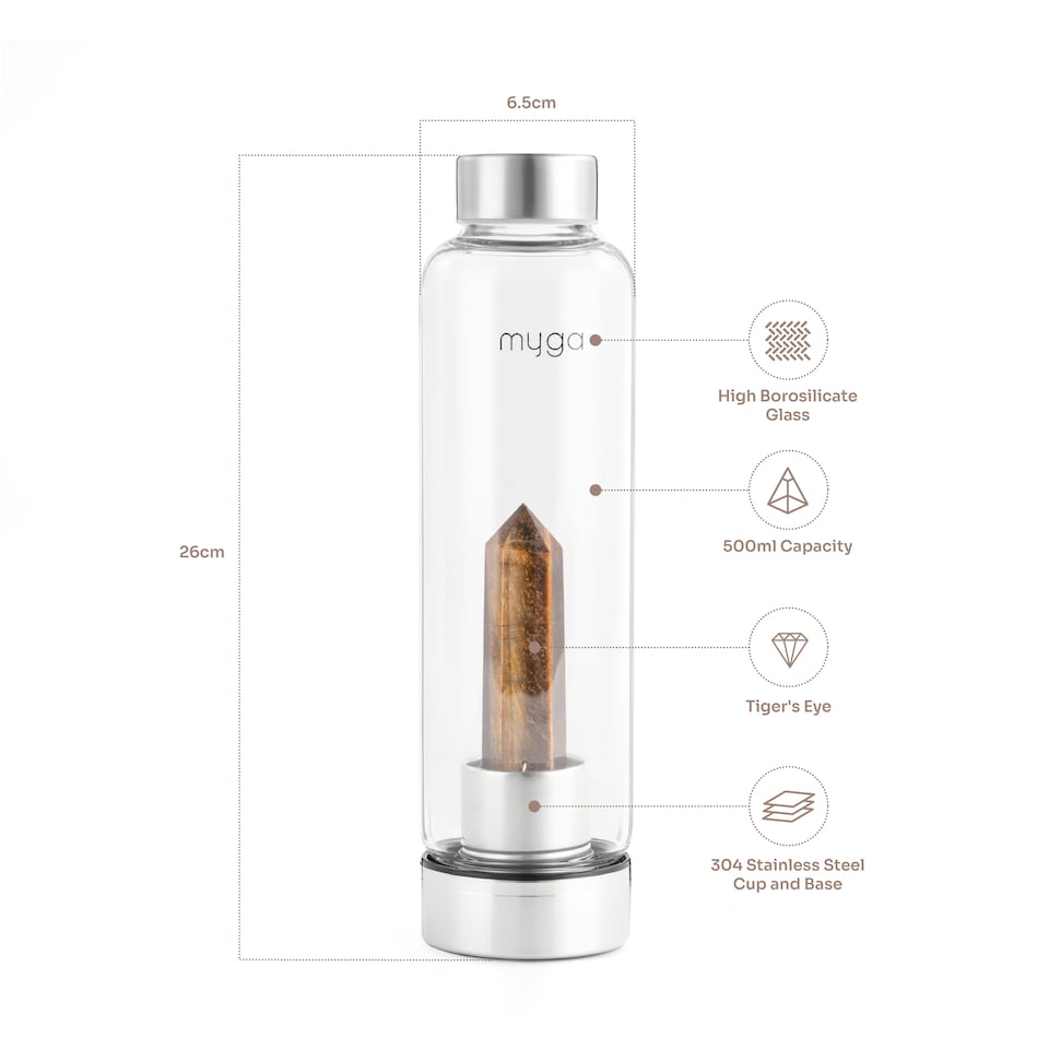 image 1 of Myga Crystal Water Bottle - Tiger Eye | Brown | 500ml