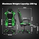image 3 of Alivio Ergonomic Gaming Chair with Massage Lumbar Cushion & Retractable Footrest, PU Leather Video Game Chair (Green)