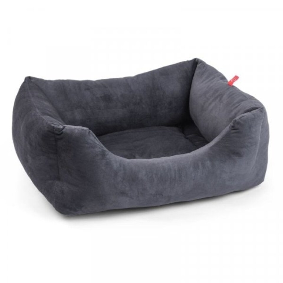 image 1 of Zoon Velour Square Pet Bed - Large Grey | Charcoal Grey | L