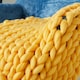image 3 of Living and Home Handwoven Chunky Knit Throw Blanket, Yellow