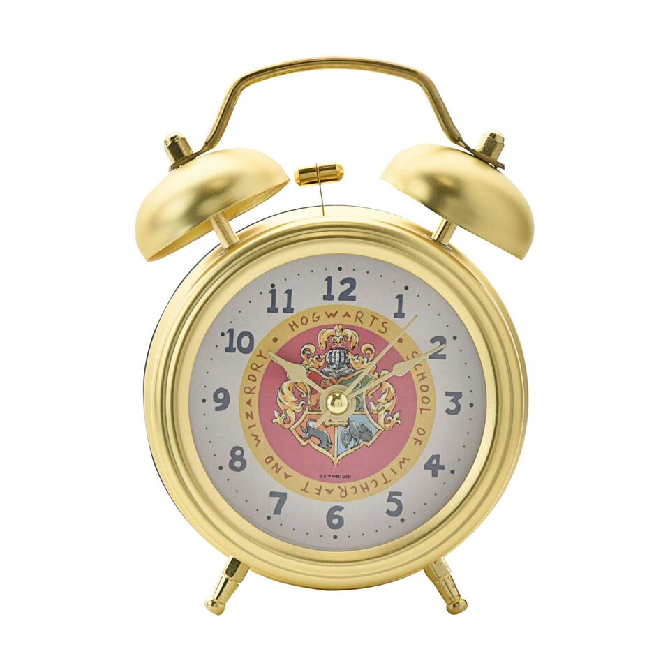 image 1 of Harry Potter Charms Alarm Clock - Hogwarts Crest Gold
