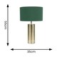 image 3 of ValueLights Lexy Antique Brass Touch Table Lamp with Forest Green Drum Shade