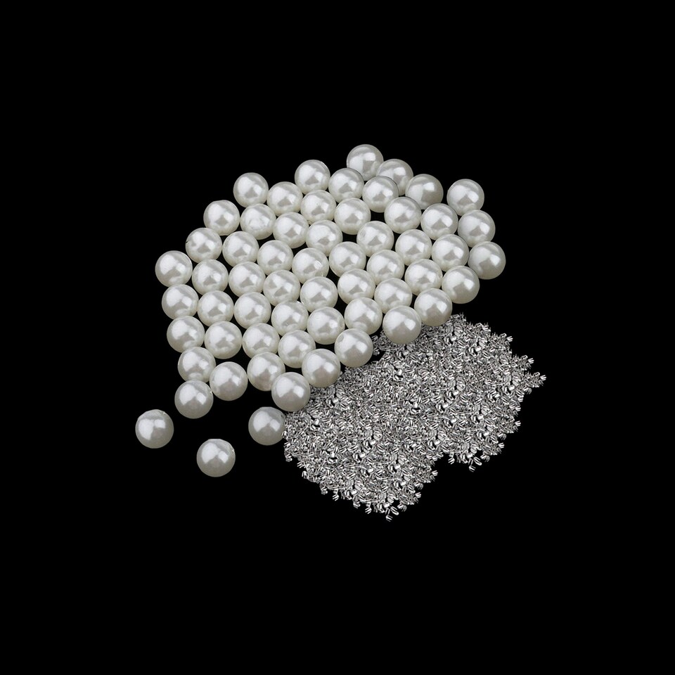 image 1 of 12mm White Pearl Rivet Studs Round Rivets with4 Claw Nail Studs - 100pcs