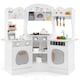 image 1 of COSTWAY Corner Wooden Play Kitchen Toddler Kitchen Playset w/Sounds-White