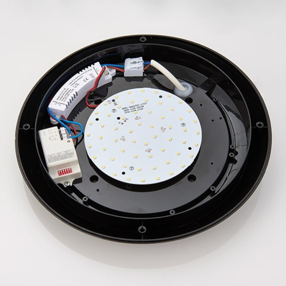 image 1 of Seran Integrated LED Outdoor Microwave Wall Light Matt Black Textured, Opal IP65