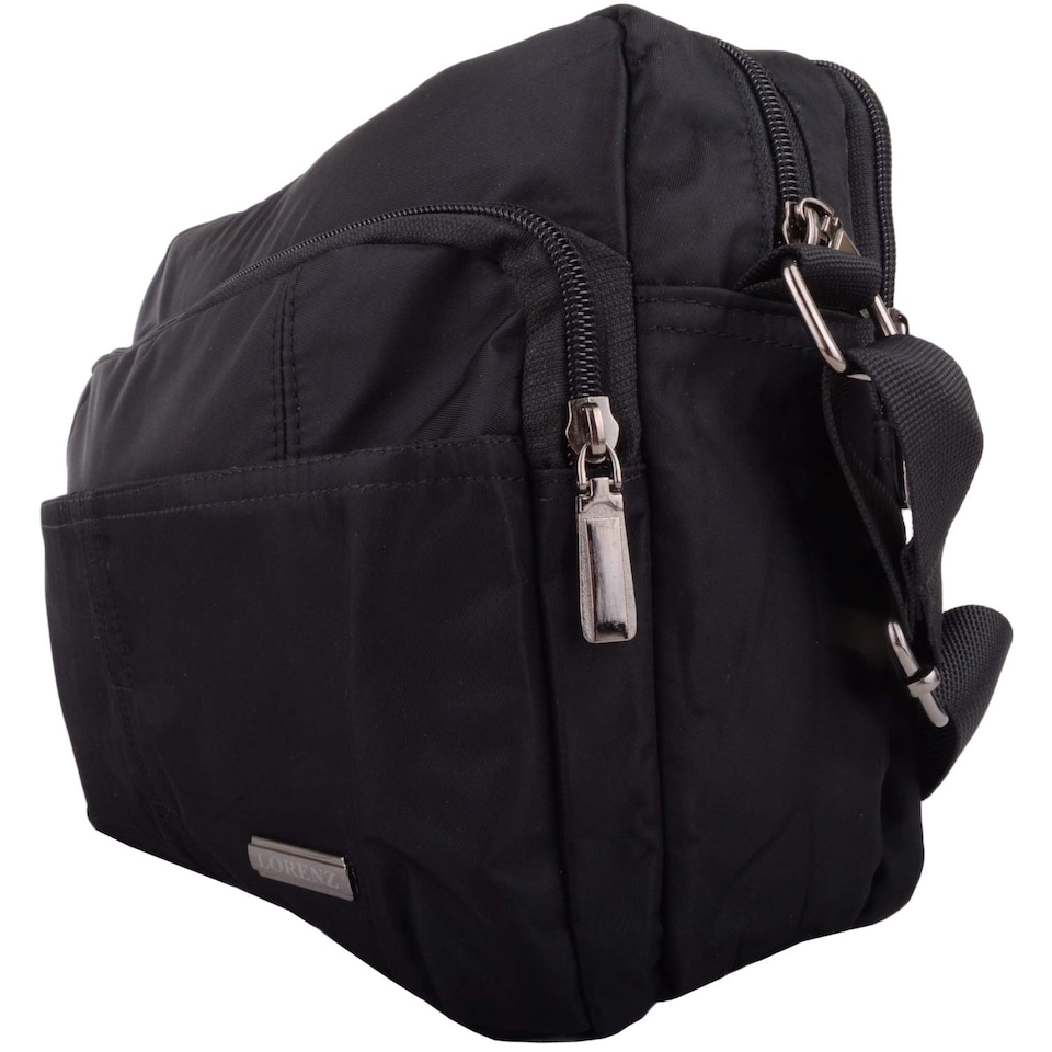 image 1 of Lorenz Smooth Polyester 'Small Messenger' Work / Travel Shoulder Bag | Black | Black