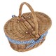 image 3 of Light Steamed Finish Check Oval Wicker Basket with Lining | Blue | Blue and White Checked | One Size