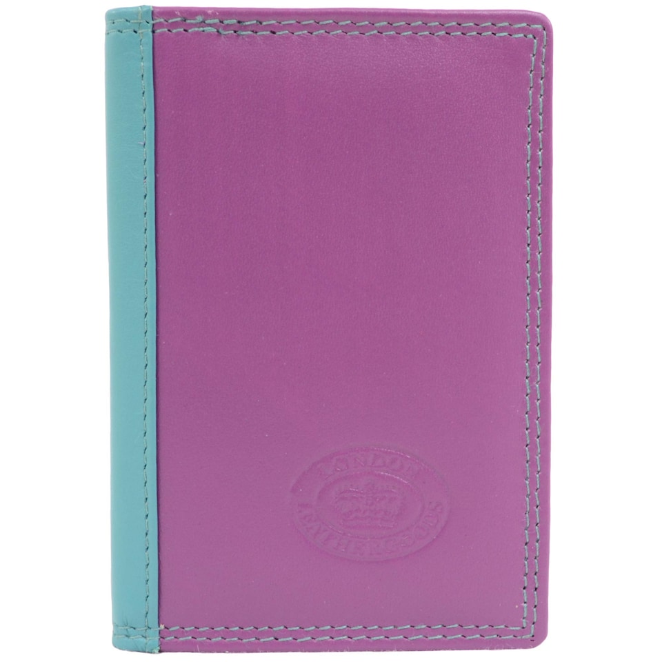 image 1 of London Leathergoods Unisex Soft Leather Credit Card/Travel Card Holder/Wallet | Purple | Sunset