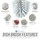 image 2 of Fantail Dish Brushes Firm Bristle Kitchen Washing Up Dish & Sink Scrubbers Long Handle - Pack of 5