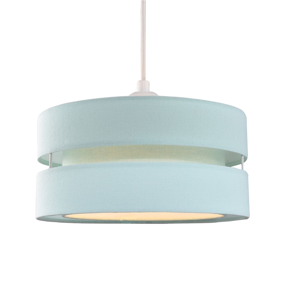 image 1 of Contemporary Quality Duck Egg Linen Fabric Triple Tier Ceiling Pendant Shade | Blue | Duck Egg | 1