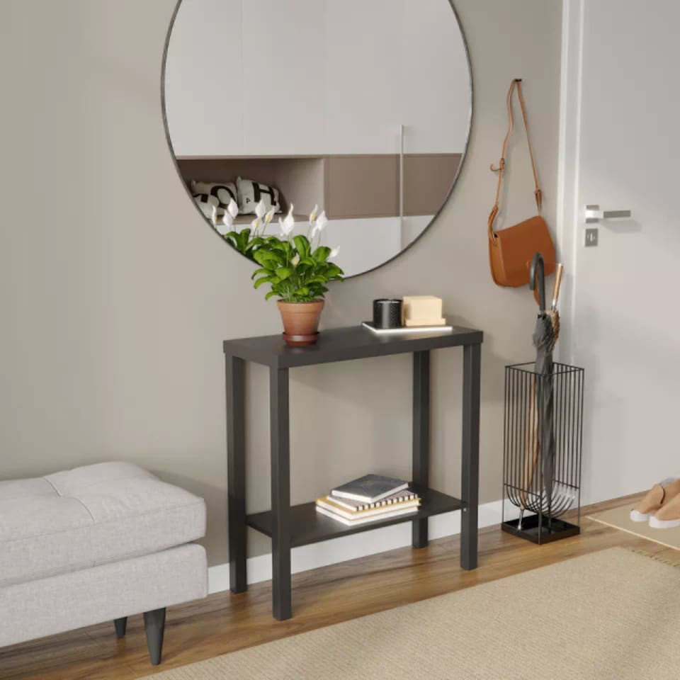 image 1 of URBNLIVING 2 Tier Wooden Console Table Narrow Hallway Storage Unit | Multi | Black | 1