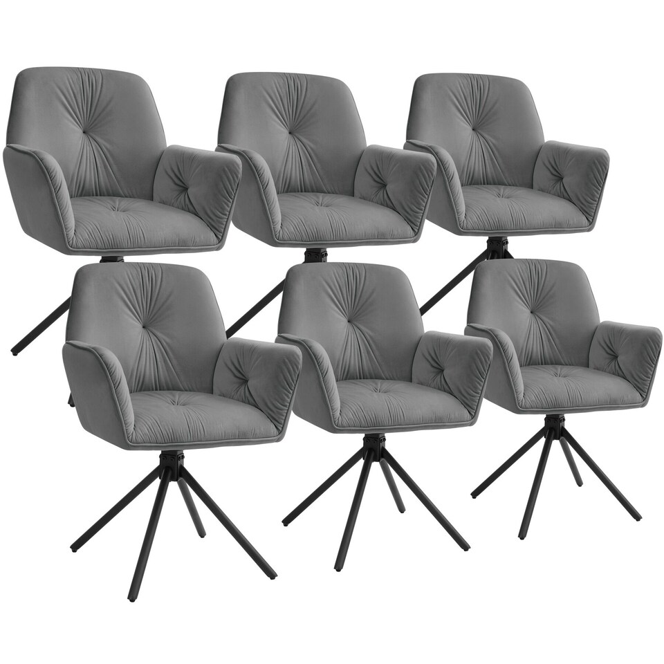 image 1 of Swivel Chair Lenia in Upholstered Velvet Look with Thick Padding | Grey | Velvet look anthracite/black | 6