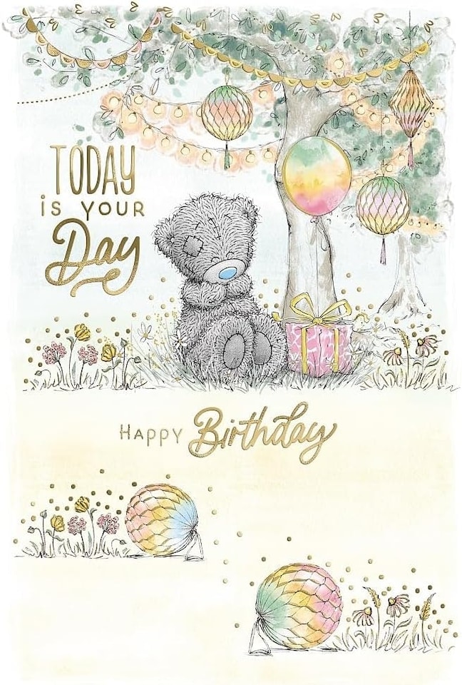image 1 of Bear Sitting By A Tree Today Is Your Day Happy Birthday Card