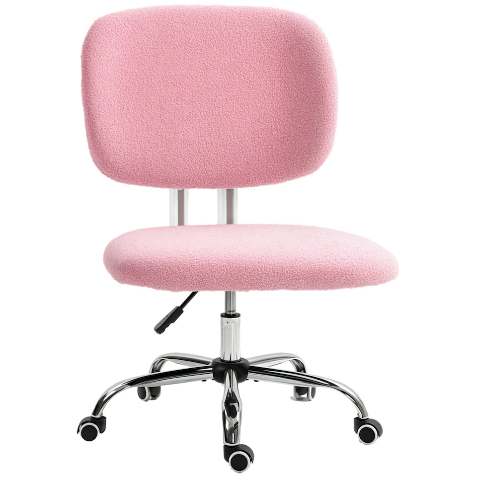 image 1 of Vinsetto Fluffy Home Office Chair with Adjustable Height, Armless, Pink