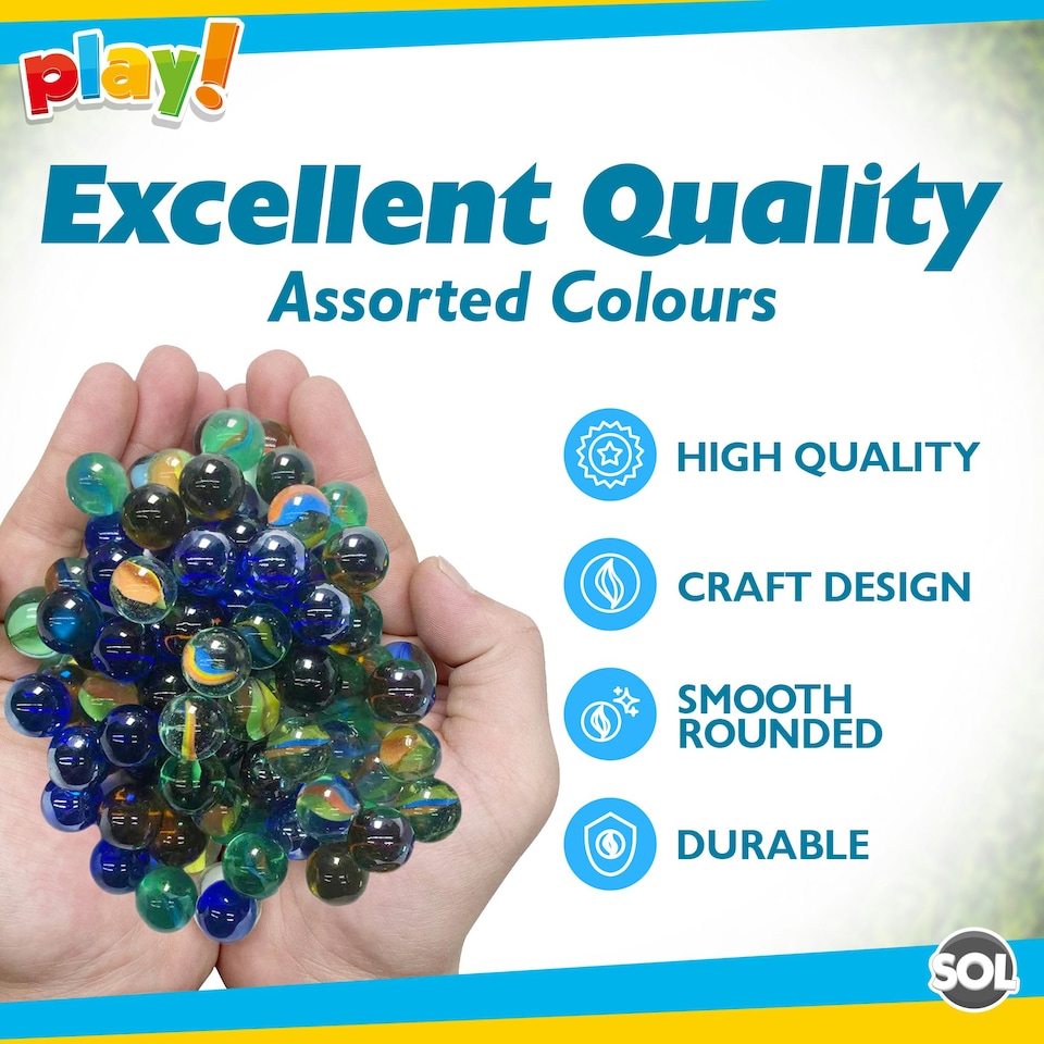 image 1 of SOL 100pk Marbles for Kids, Traditional Glass Marbles in Assorted Colours