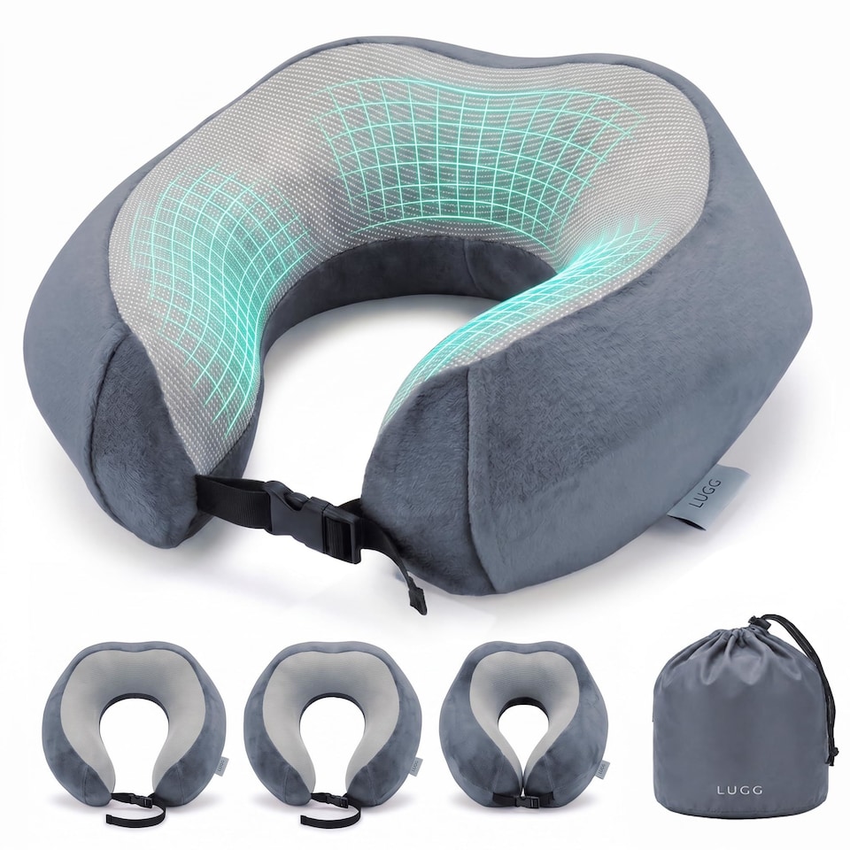 image 1 of Lugg Memory Foam Travel Pillow with Storage Bag 360 Degree Neck Support